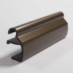 A custom made extrusion with a silver metallic finish that has the appearance of metal